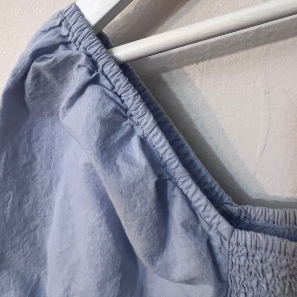 Luna skies blue cotton peasant top with puffy sleeves eyelet cottage fairy - Picture 5 of 6